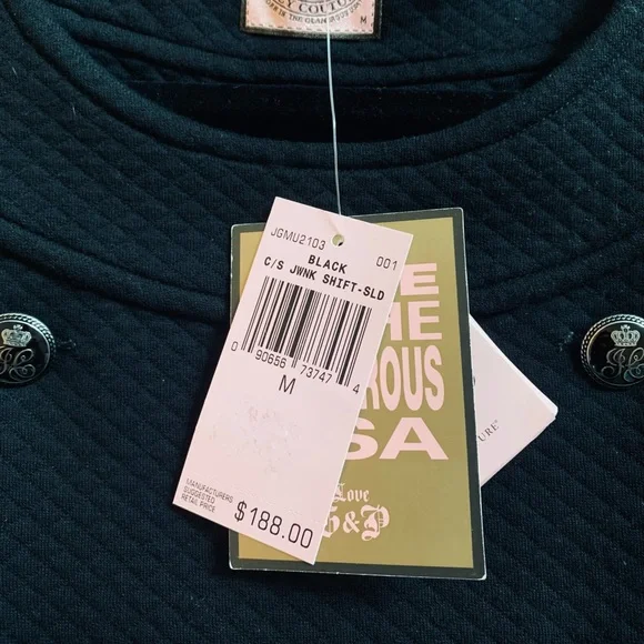 Juicy Couture Quilted Black Shift Dress with Gold Buttons - M - Picture 5 of 6